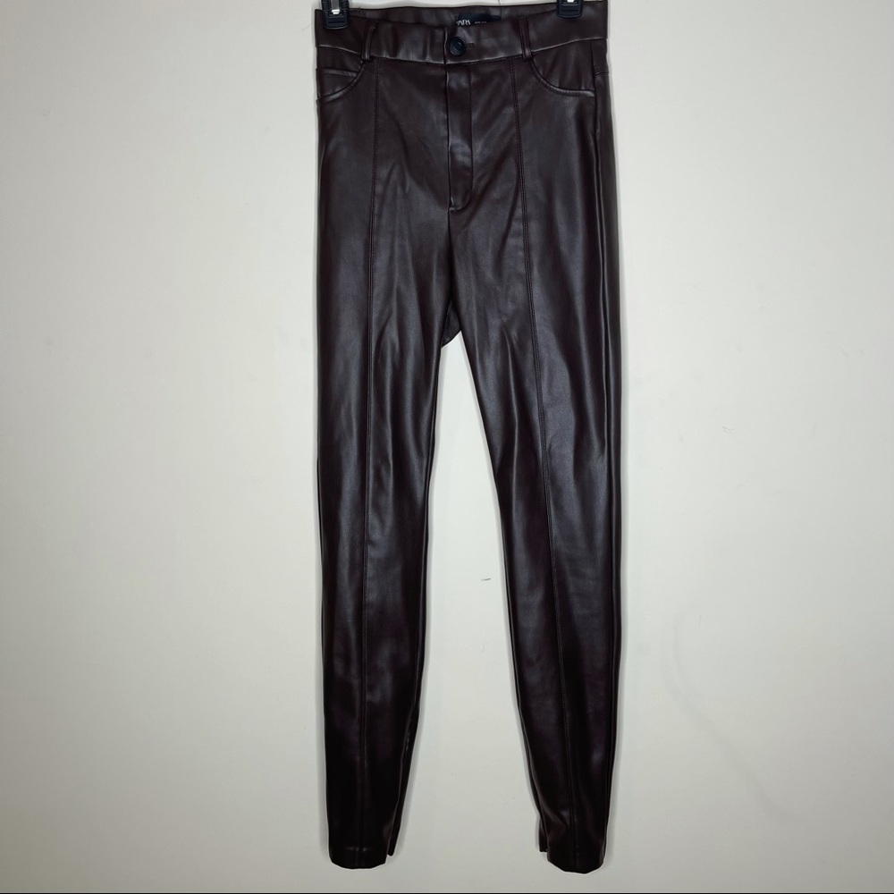 ZARA Chocolate Faux Leather Leggings